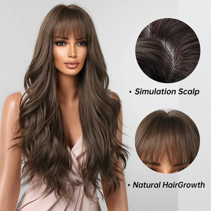 Brown Wavy Synthetic hair wig