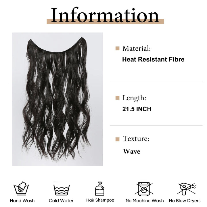 Black Long Wavy Hair Extension Synthetic