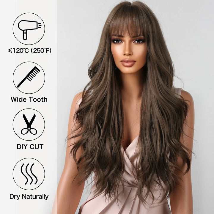 Brown Wavy Synthetic hair wig