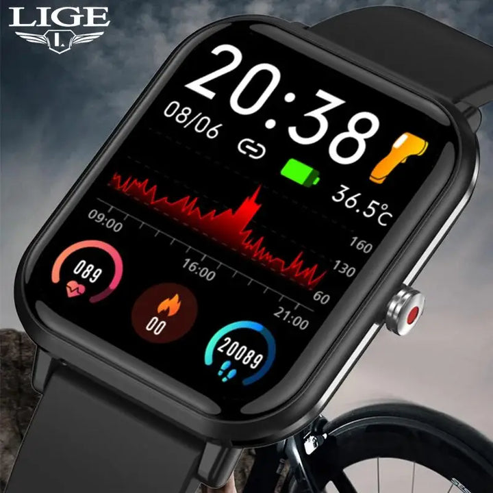 LIGE 2024 New Smart Watch Ladies Full Touch Screen Sports Fitness watch IP67 Waterproof