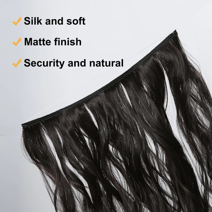 Black Long Wavy Hair Extension Synthetic