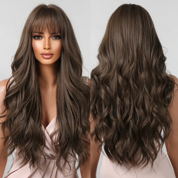 Brown Wavy Synthetic hair wig